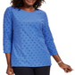 Karen Scott Sport Texturizado Feminino Manga 3/4 Azul Tamanho P