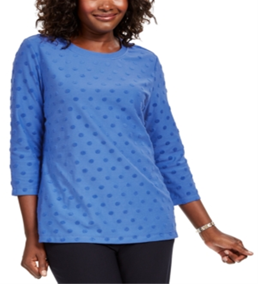 Karen Scott Sport Texturizado Feminino Manga 3/4 Azul Tamanho P