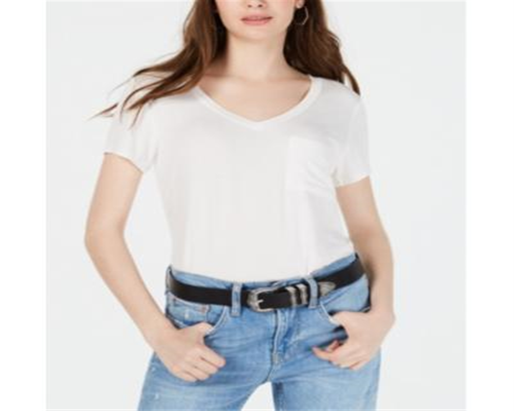 Camiseta com bolso e gola V Self Esteem Junior, branca, tamanho grande