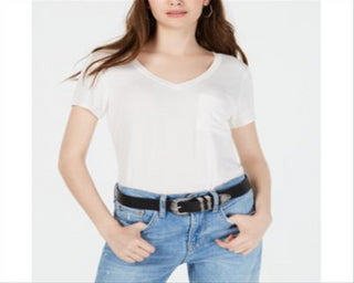 Camiseta com bolso e gola V Self Esteem Junior, branca, tamanho grande