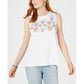 Regata feminina bordada floral Style &amp; Co, branca, tamanho P