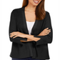 Cardigan feminino JM Collection com mangas divididas e nervuras mistas, preto, tamanho médio
