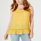 Blusa feminina sem mangas com babados e bainha amarela, tamanho pequeno G, da Style &amp; Co