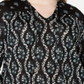 Blusa feminina com decote floral e amarração, preta, tamanho 0X, da Style &amp; Co