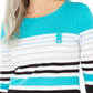 Blusa listrada com blocos de cores Karen Scott feminina, azul, tamanho X-S