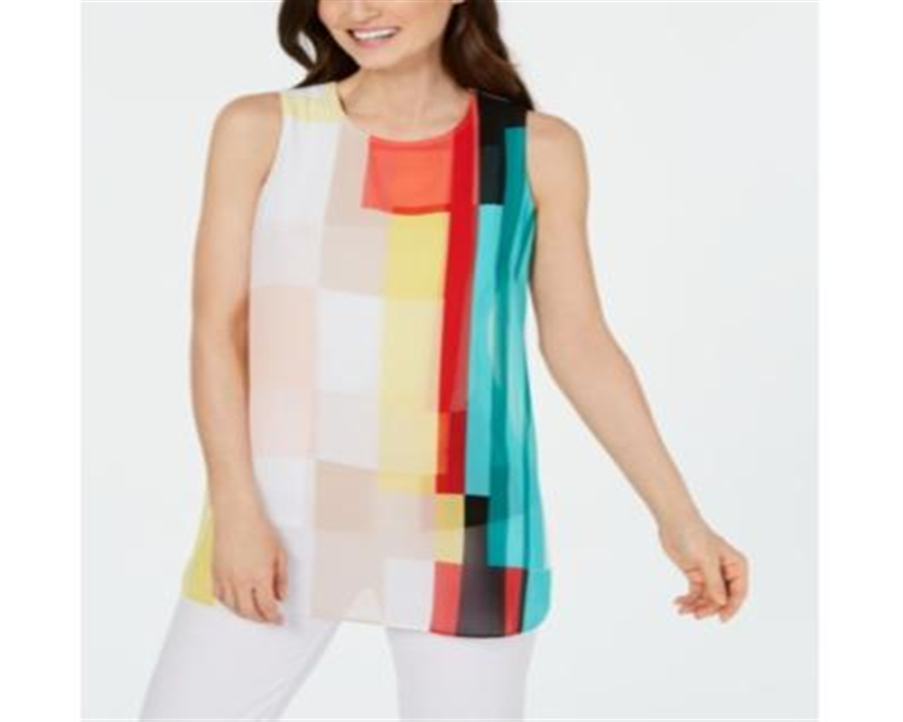Túnica Alfani Feminina Colorblocked Branca Tamanho Pequeno Médio