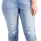 Calça jeans feminina rasgada, de cintura média e perna reta, da INC International Concepts, azul, tamanho 12/31
