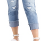 Calça jeans feminina rasgada, de cintura média e perna reta, da INC International Concepts, azul, tamanho 12/31