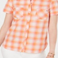 Tommy Hilfiger Blusa xadrez feminina com botões, laranja, tamanho médio