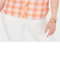 Tommy Hilfiger Blusa xadrez feminina com botões, laranja, tamanho médio