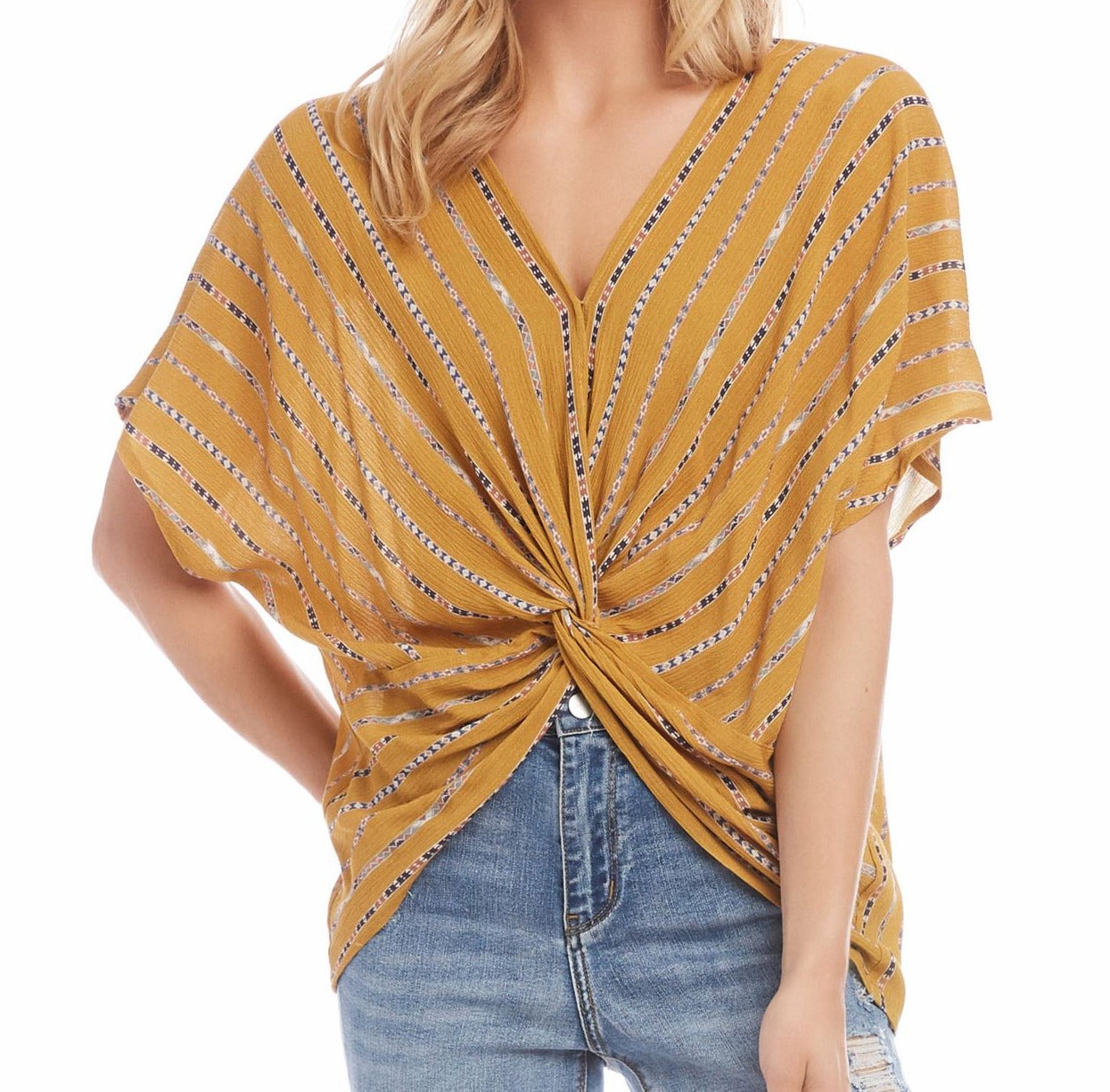 Karen Kane Top Feminino Twist Front Amarelo - Tamanho X-Grande