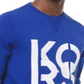 Moletom masculino Michael Kors com logotipo empilhado azul tamanho XX-G