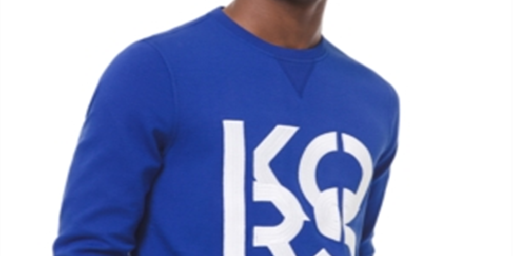 Moletom masculino Michael Kors com logotipo empilhado azul tamanho XX-G
