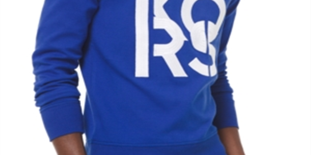Moletom masculino Michael Kors com logotipo empilhado azul tamanho XX-G