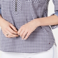 Tommy Hilfiger Blusa Feminina de Algodão com Zíper e Estampa Gingham Azul Tamanho Médio