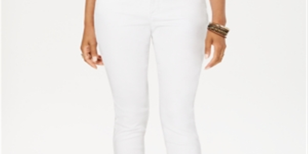 Calça jeans skinny com controle de barriga e ajuste curvilíneo feminino Style &amp; Co, branca, tamanho 4, pequena