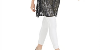 Túnica super estampada feminina Alfani, preta, tamanho pequeno