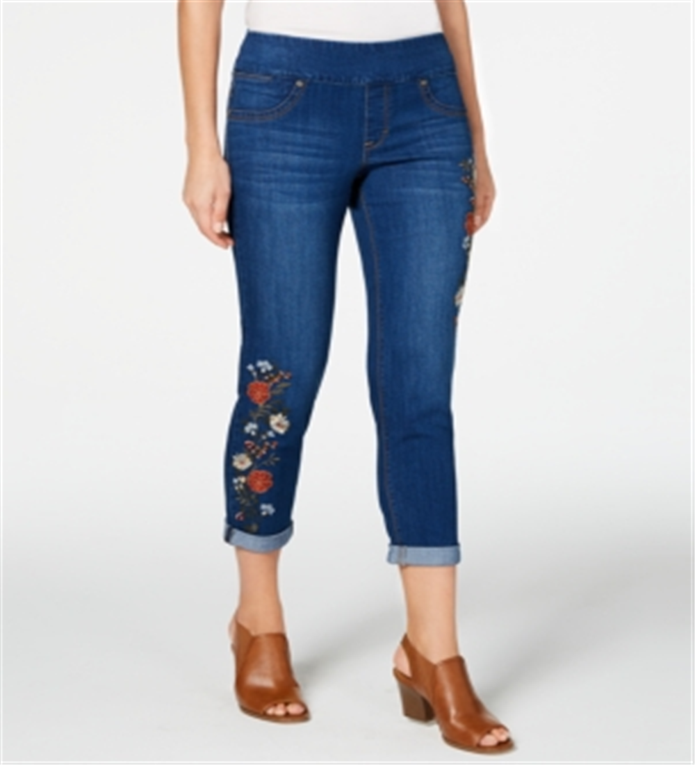 Calças jegging curtas bordadas femininas Style &amp; Co, azul, tamanho pequeno XL