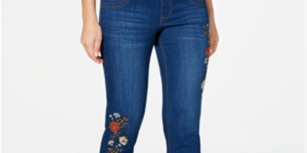 Calças jegging curtas bordadas femininas Style &amp; Co, azul, tamanho pequeno XL
