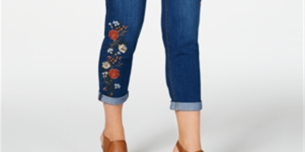 Calças jegging curtas bordadas femininas Style &amp; Co, azul, tamanho pequeno XL