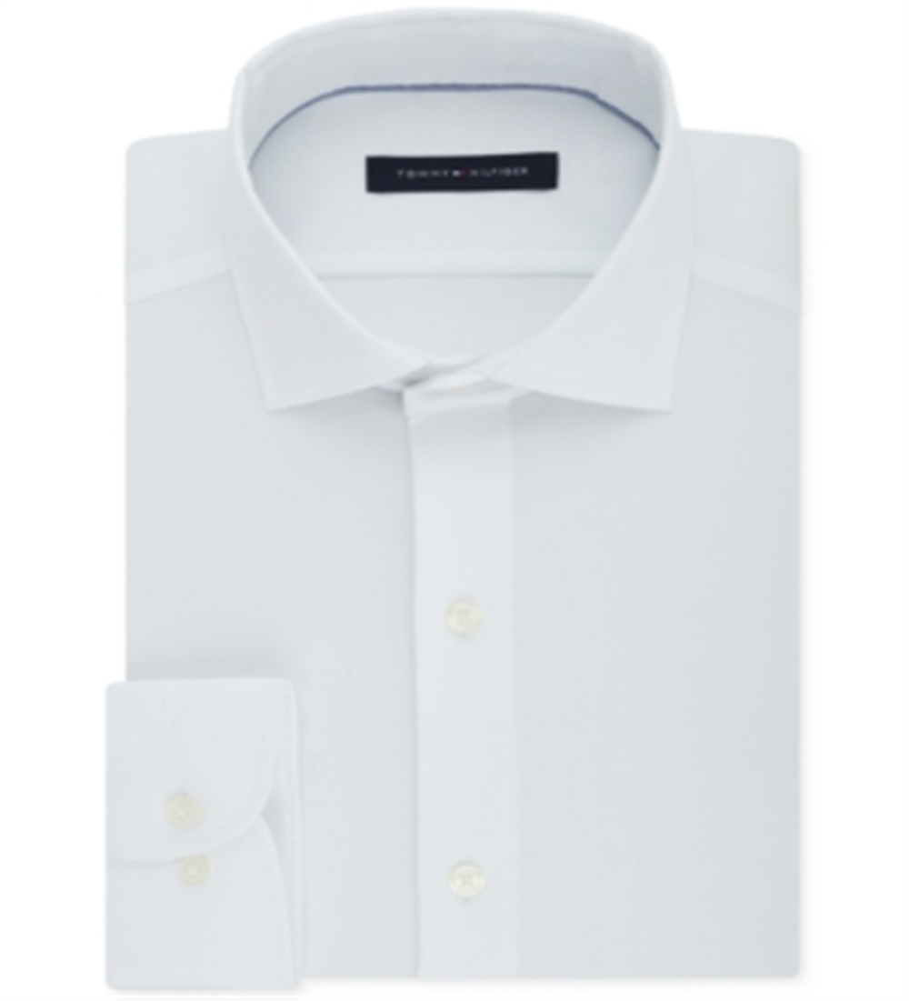 Camisa social masculina Tommy Hilfiger Classic Regular Fit, sem passar a ferro, com elastano, branca, tamanho GG