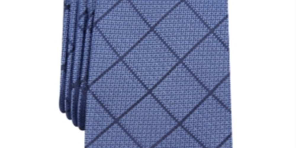 Gravata Alfani Masculina Sussex Pane Skinny Slim Azul Tamanho Regular