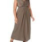 Vestido de noite feminino Love Squared com decote em V, manga curta, comprimento total, cintura império, verde, tamanho 2X