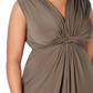 Vestido de noite feminino Love Squared com decote em V, manga curta, comprimento total, cintura império, verde, tamanho 2X