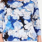 Blusa feminina estampada em jacquard, azul, tamanho pequeno, da coleção JM