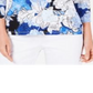 Blusa feminina estampada em jacquard, azul, tamanho pequeno, da coleção JM