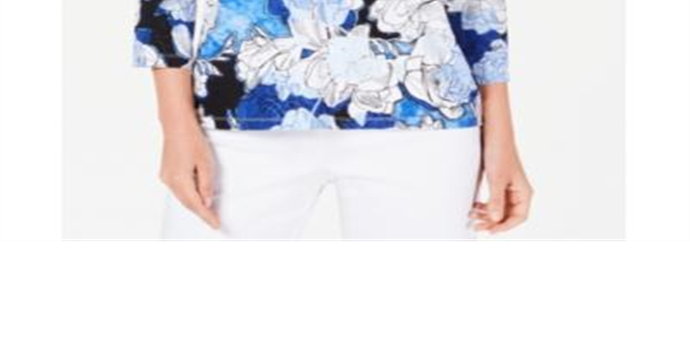 Blusa feminina estampada em jacquard, azul, tamanho pequeno, da coleção JM