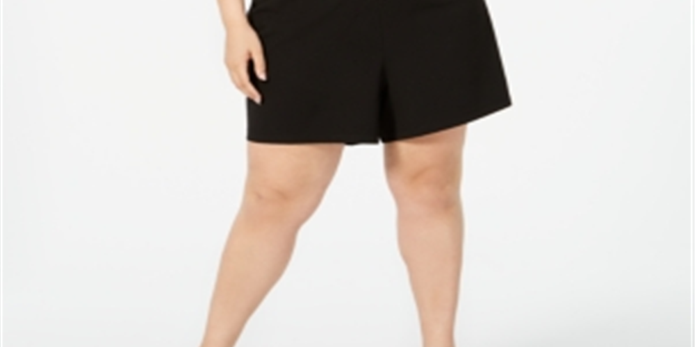 Macacão feminino com alças finas e decote em V e renda Emerald Sundae, preto, tamanho 1X