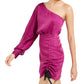 Vestido tubinho franzido de um ombro só feminino Bar III, rosa, tamanho 6