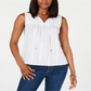 Tommy Hilfiger Top Feminino de Algodão com Ilhós, Branco, Tamanho Médio