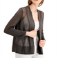 Cardigan feminino Alfani com renda lisa e abertura, tamanho pequeno, carvão