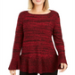 Suéter túnica feminino com babados e bainha estilo &amp; co, vermelho, tamanho pequeno GG