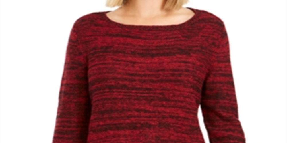 Suéter túnica feminino com babados e bainha estilo &amp; co, vermelho, tamanho pequeno GG