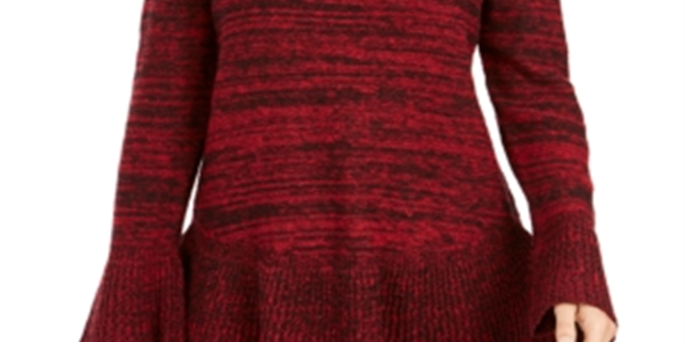 Suéter túnica feminino com babados e bainha estilo &amp; co, vermelho, tamanho pequeno GG