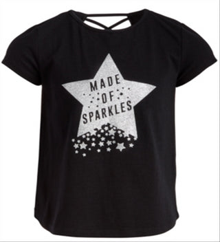 Camiseta feminina com estampa gráfica Ideology, costas cruzadas, tamanho 2T, preta, variada