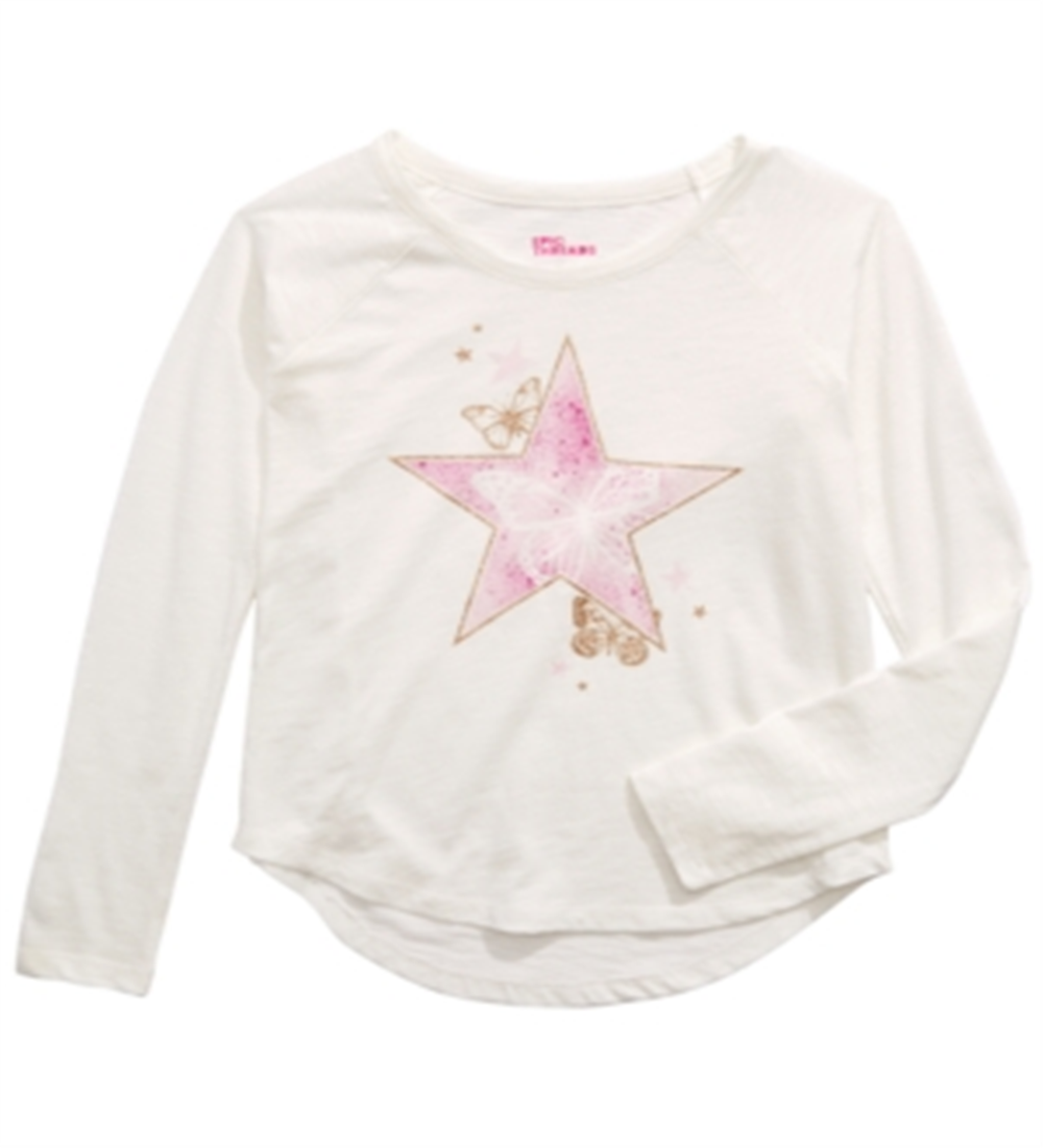 Camiseta manga comprida com estampa de borboleta e estrela da Epic Threads Big Girl, tamanho grande, branca