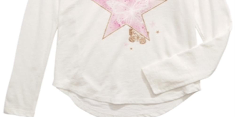 Camiseta manga comprida com estampa de borboleta e estrela da Epic Threads Big Girl, tamanho grande, branca