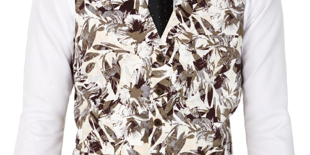 INC International Concepts Colete masculino slim fit botânico marrom tamanho pequeno