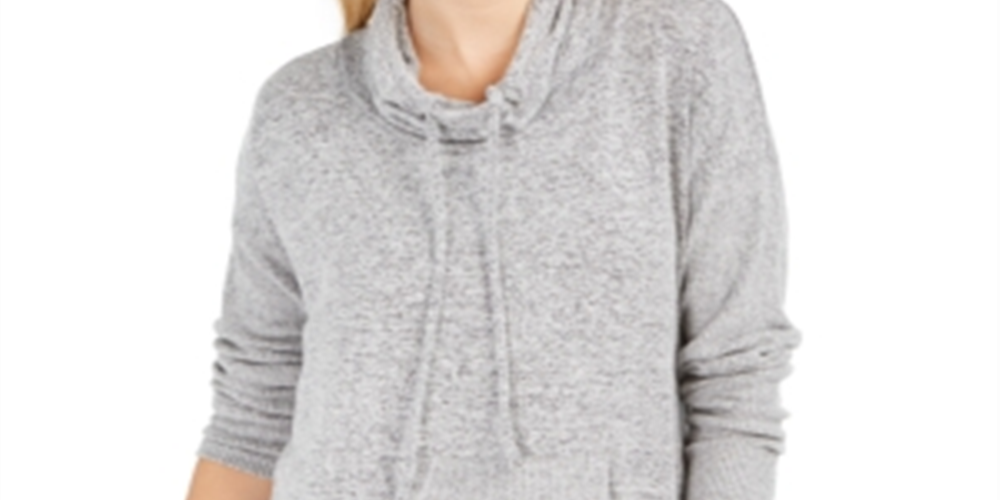 Suéter feminino com cordão e gola alta, estilo &amp; co, cinza, tamanho XS