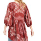 Blusa feminina Free People com estampa paisley, manga 3/4, decote em V, tamanho médio