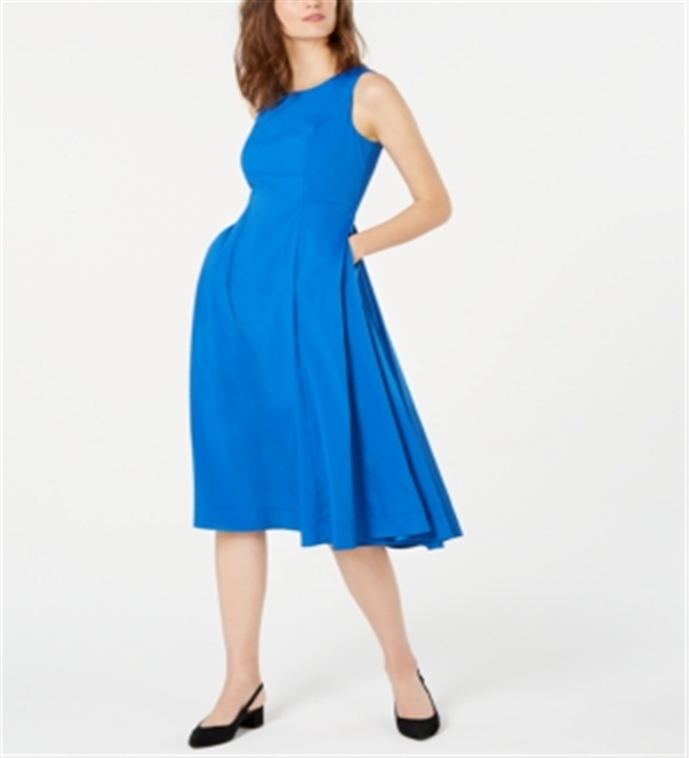Vestido midi alfani feminino, linha A, azul, tamanho 2, pequeno