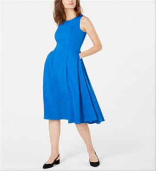 Vestido midi alfani feminino, linha A, azul, tamanho 2, pequeno