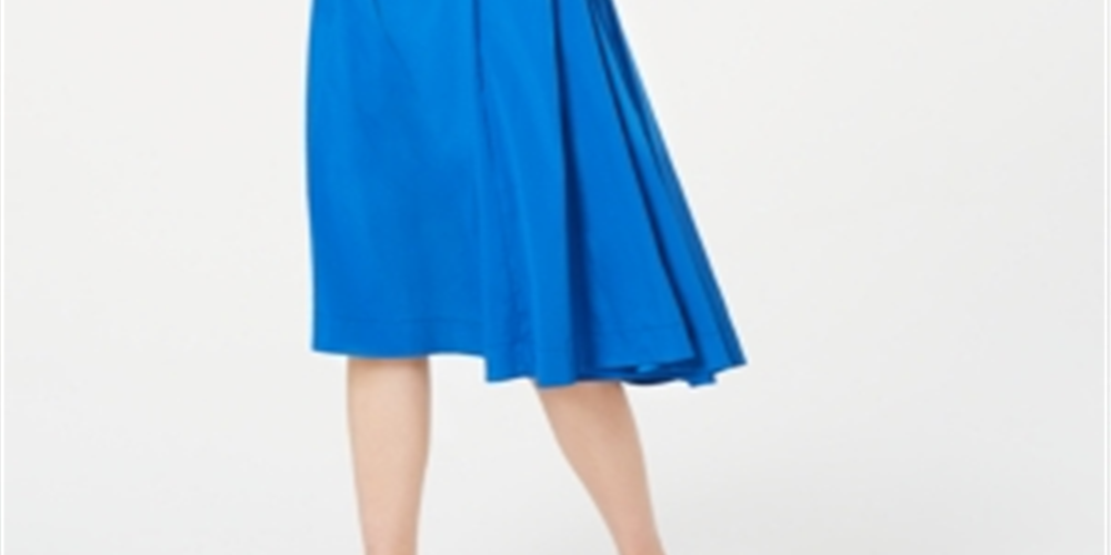 Vestido midi alfani feminino, linha A, azul, tamanho 2, pequeno