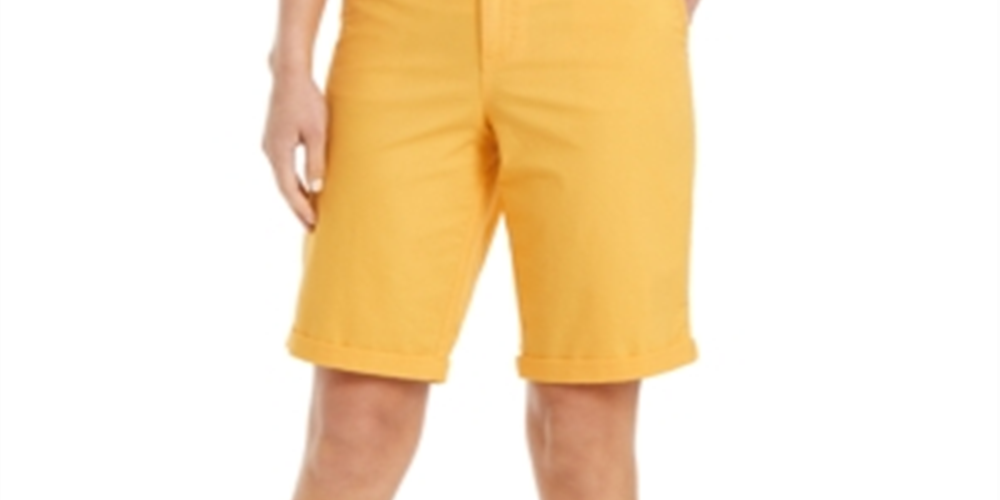 Bermuda feminina com punho estilo &amp; co, amarela, tamanho 4