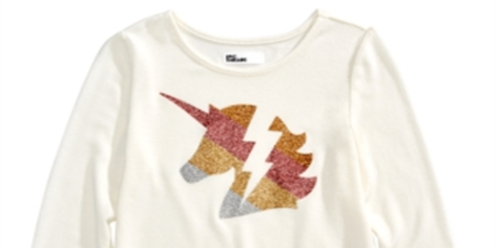 Camiseta infantil Epic Threads Unicórnio Glitter para meninas, branca, tamanho 5