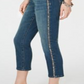 Calça jeans skinny cropped feminina INC International Concepts com costura lateral brilhante, azul, tamanho 4